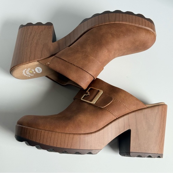 Dr. Scholl's Tan Leather Wake Up Clogs with Buckle Mules Size 9.5M - Picture 11 of 12